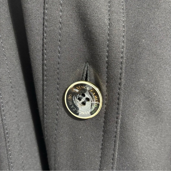 Vince Camuto Women's XL Black Fitted Car Coat Overcoat Trench Button Front Belt - Picture 4 of 10